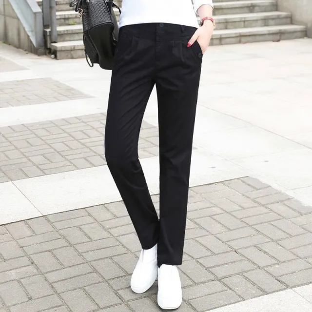 Casual Pants Elastic Feet Loose High Waist Black - Shop at LoveMi