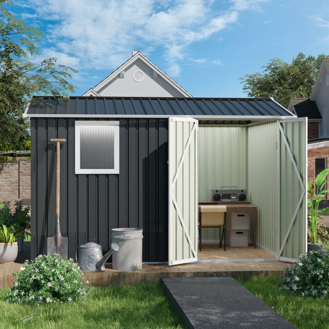5FTx3FT Pent Roof Grey Outdoor Tool Bike Storage Garden Shed Tool House