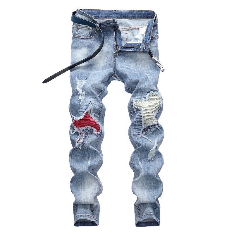 Title 2, Mens Light-Colored Stretch Ripped Jeans Stylis...