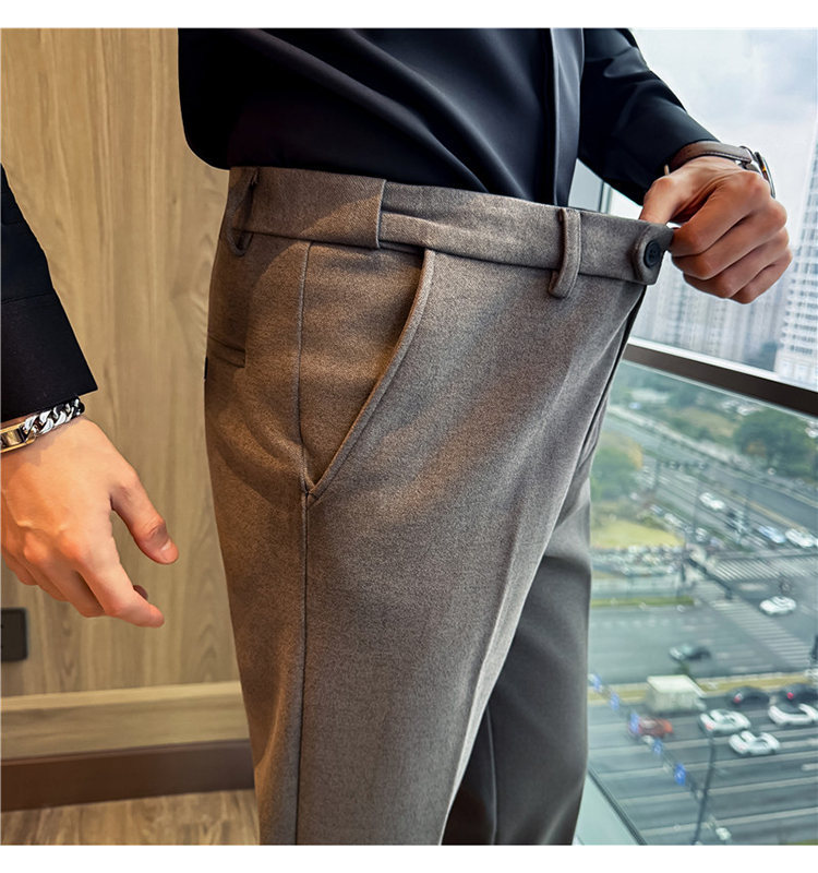 Men's Invisible Elastic Waist Thickened Warm Wool Trousers