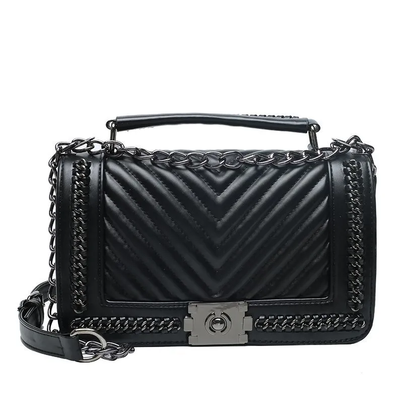 Fashion Chain Shoulder Messenger Bag European And American Style Popular Handbag - Black