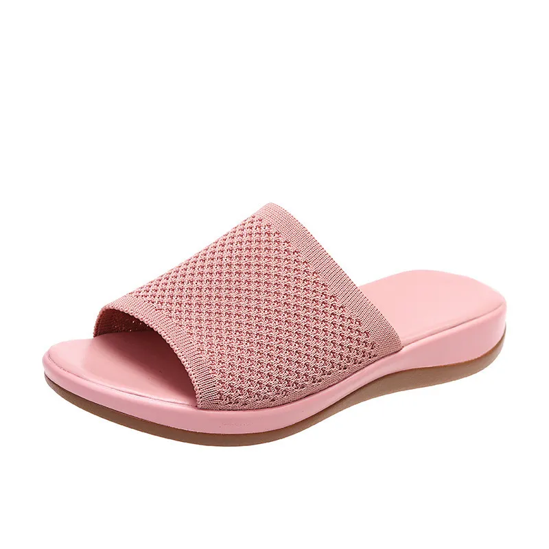 Women Shoes Summer Flat Sandals Casual Indoor Outdoor Slipper For Beach Shoes - Pink