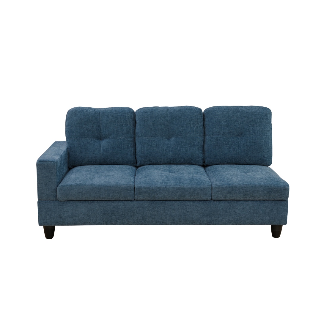 Pickup Only--Blue Flannel 3-Piece Couch Living Room Sofa Set