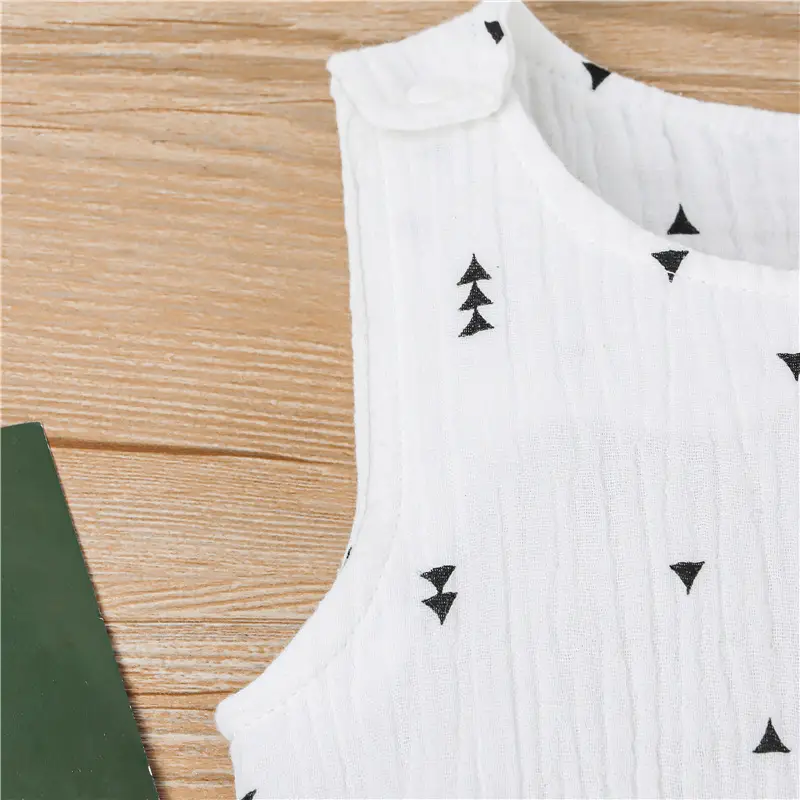 Casual Sleeveless White Children's Pullover Jumpsuit