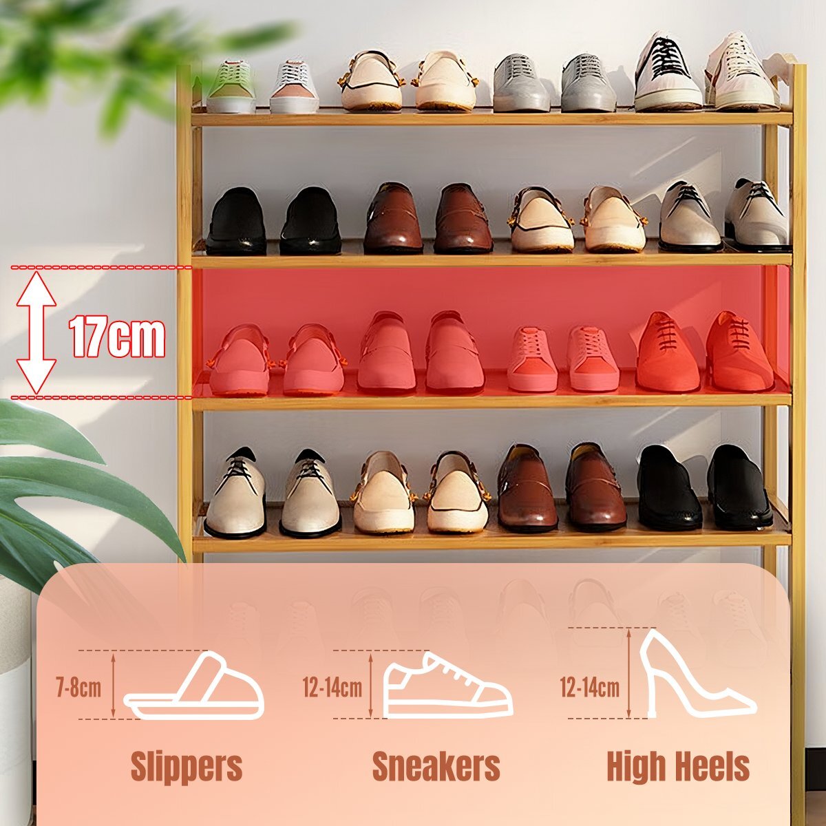 6 tier bamboo shoe rack