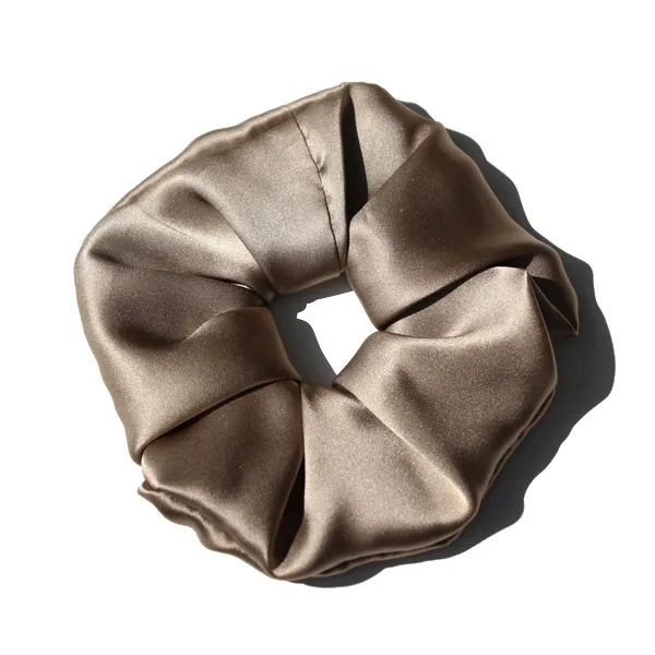 Silk Large Intestine Circle Head Flower Silk Hair Rope Satin Caramel - Shop at LoveMi