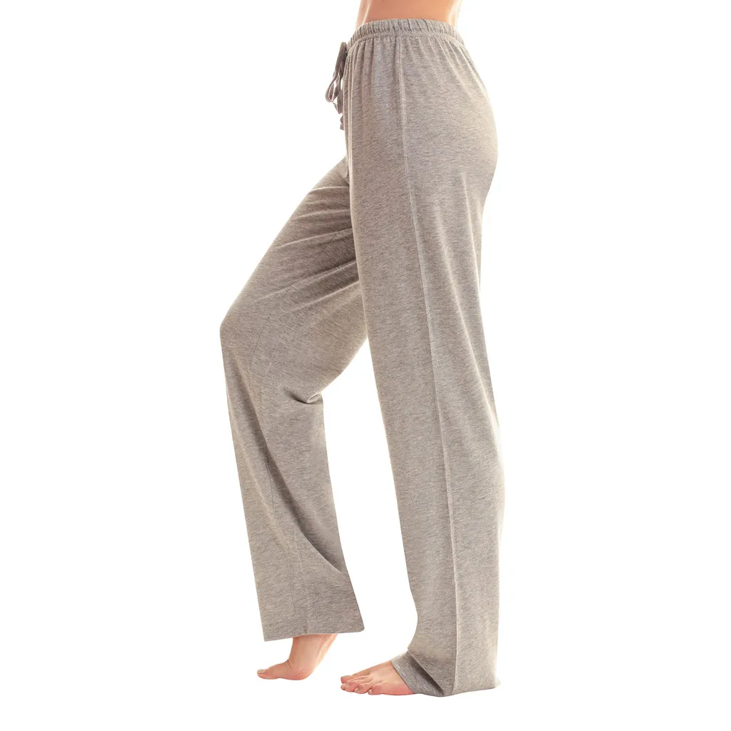 Drawstring Plaid Print Trousers Casual Loose Sports Home Pants Women - Light Grey