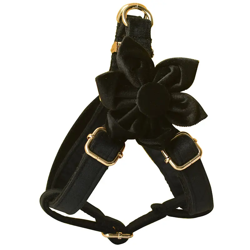 Black Flannel Gold Buckle Dog Harness Pet Supplies Chest