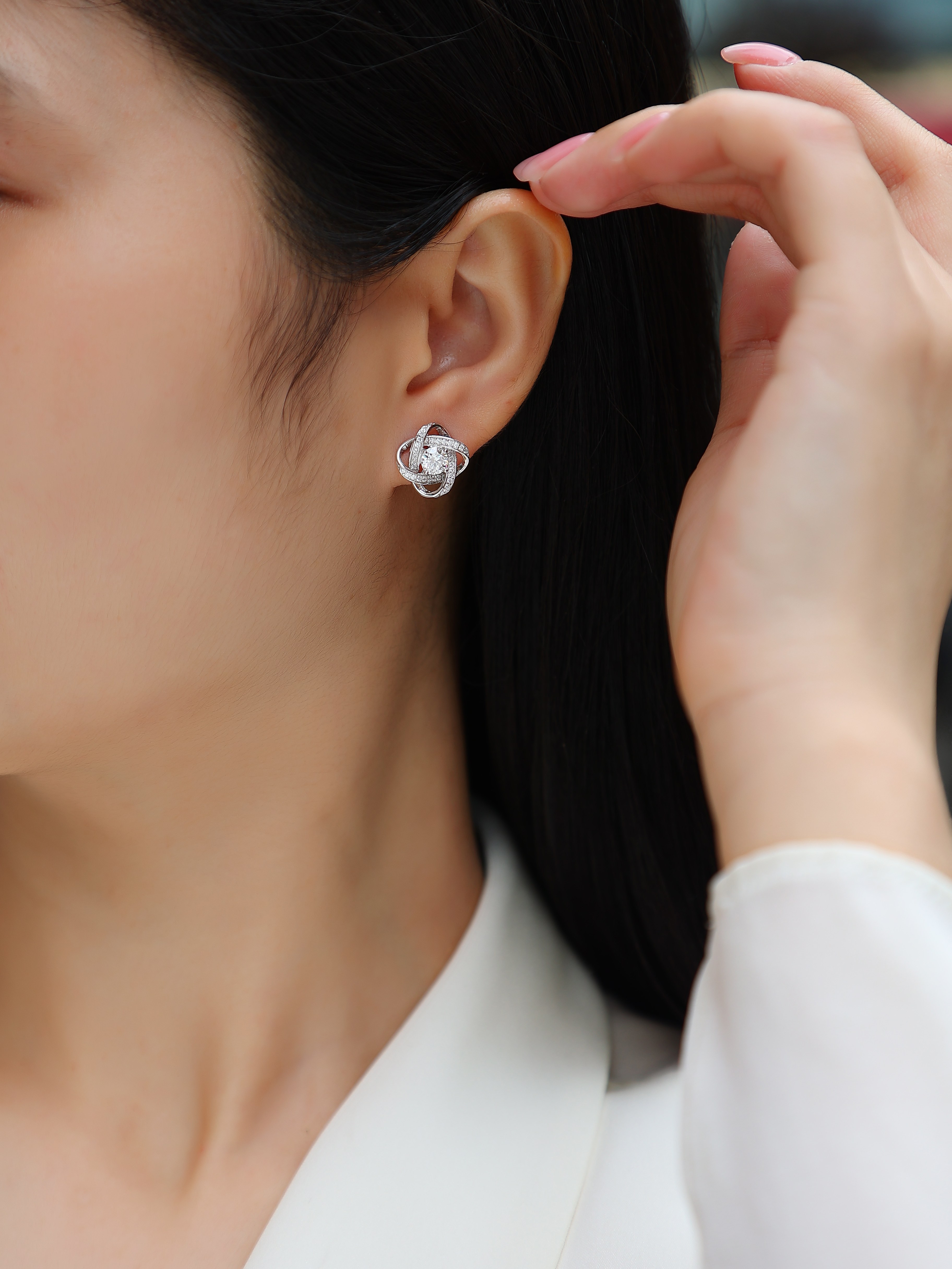 1Hope Beam - A Fashionable And Luxurious Diamond Jewelry Piece Set With Half-carat Moissanite S925 Sterling Silver And Platinum-plated Stud Earrings Prohibit TikTok sales - Jewelry & Watches