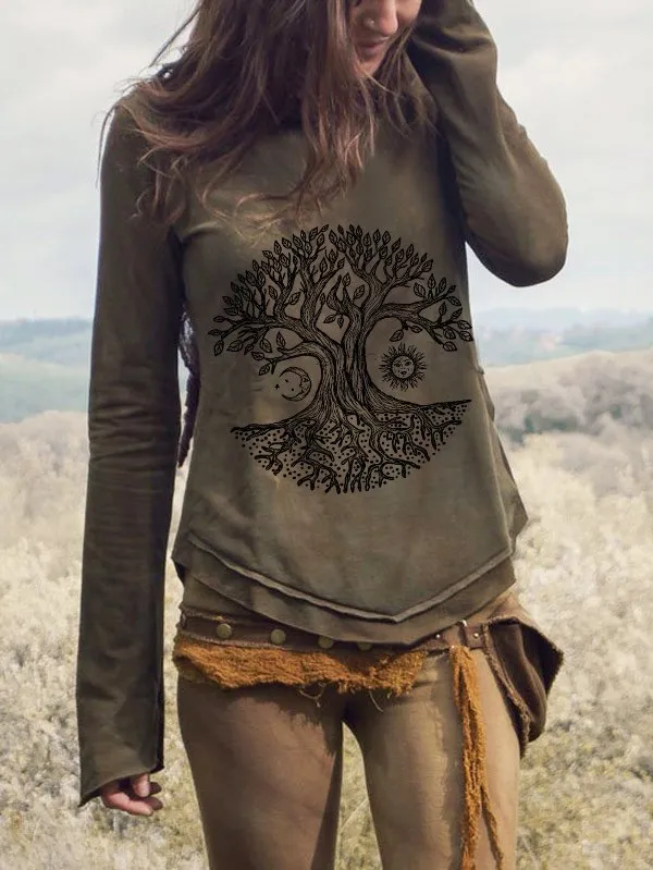 Fashion V Neck Print Loose Long Sleeve T Shirt D 5Xl - Shop at LoveMi