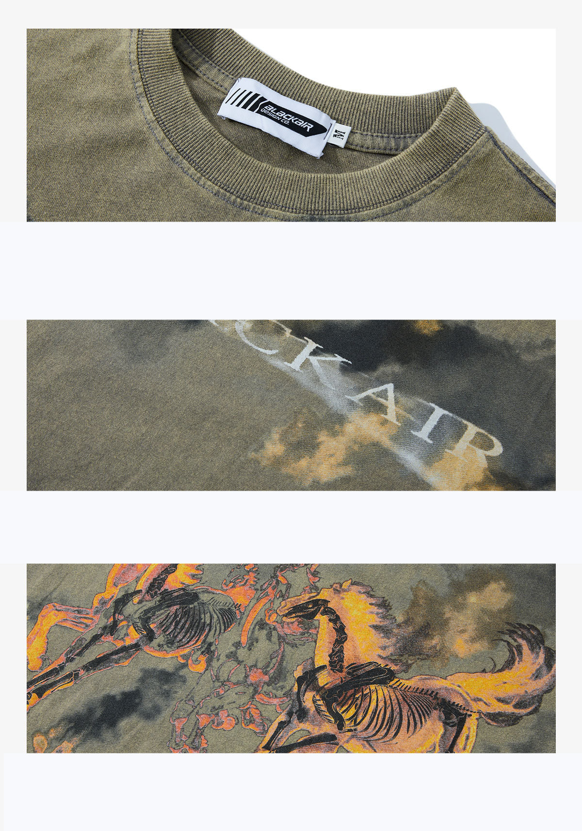 Title 2, Street Tide Brand Mens Flame Skull Horse Print...