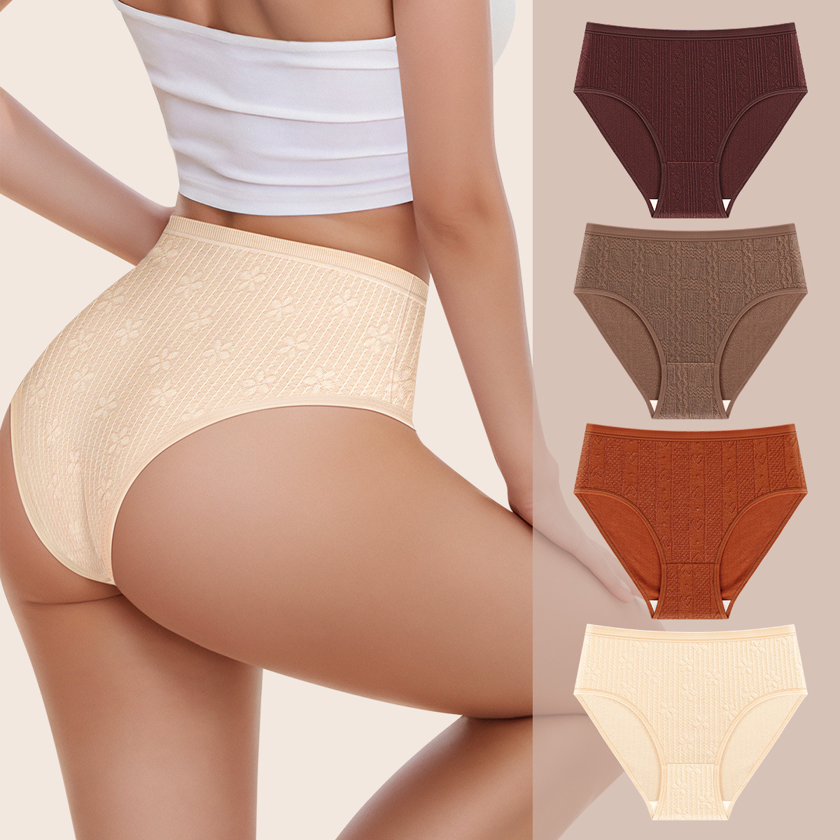 Title 6, Dames Fashion Effen Kleur Jacquard Panties Comf...