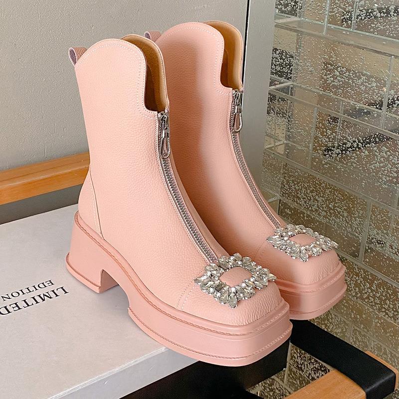 Women's Fashionable Martin Boots In Autumn And Winter Pink - Shop at LoveMi