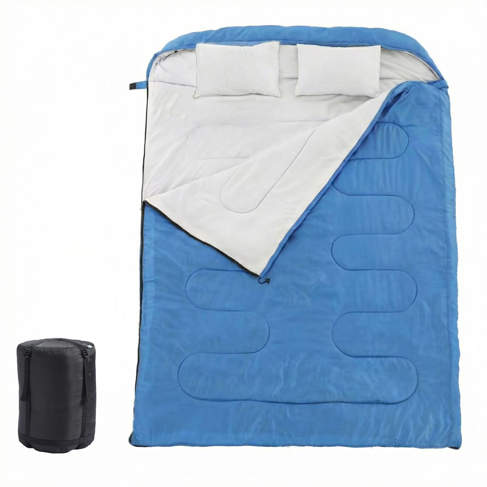 Adult Double Warm Sleeping Bag With Pillow, Lightweight, Portable And Compact Double Sleeping Bag