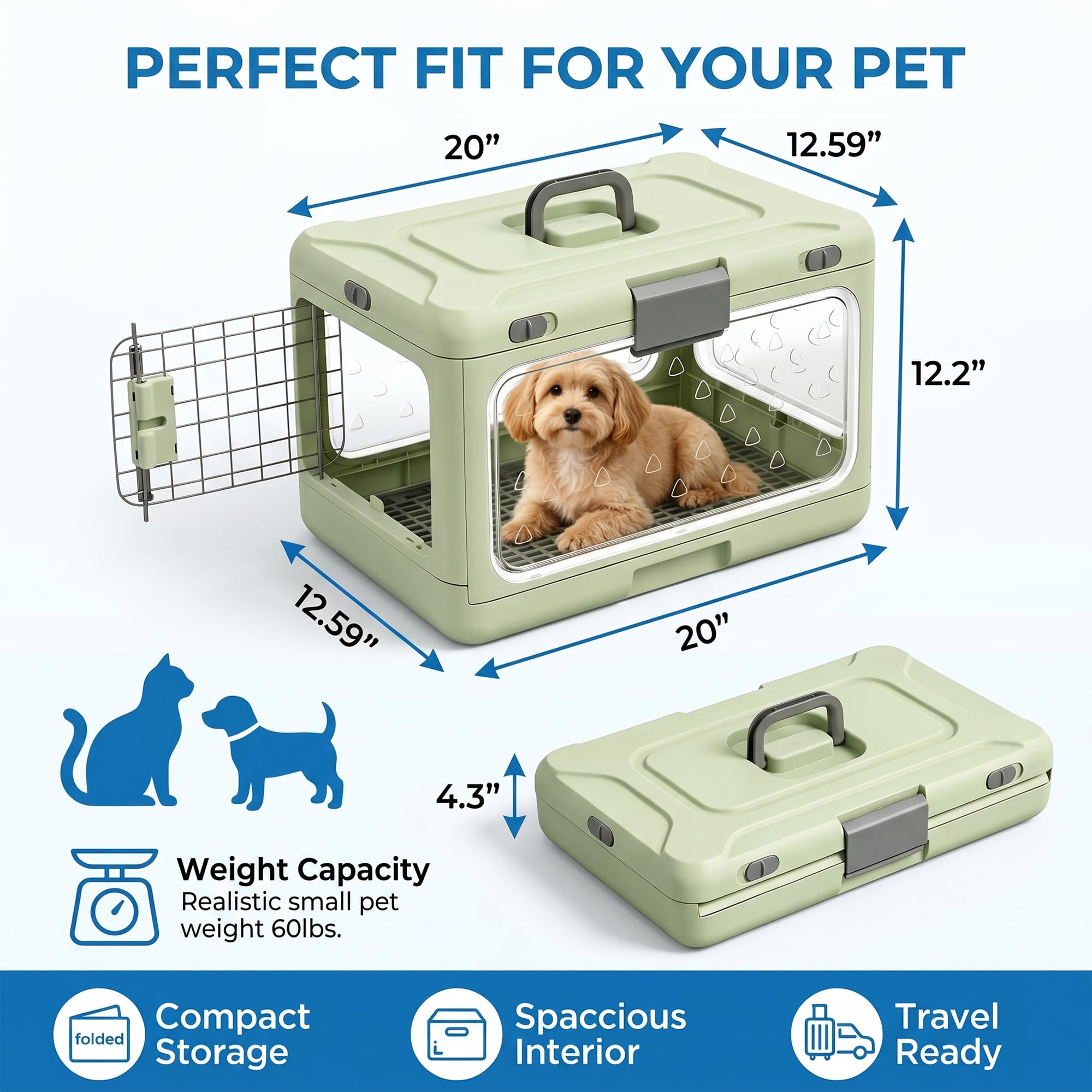 Cage de transport rigide pliable pour chat – Image 3