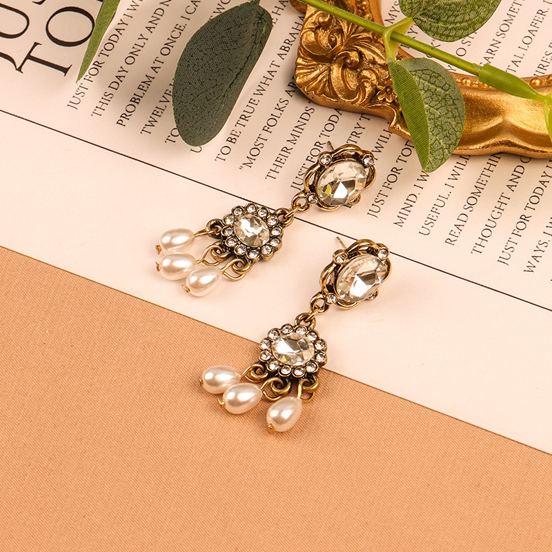 Silver Needle Baroque Japanese And Korean Fashion Temperament Crystal Long