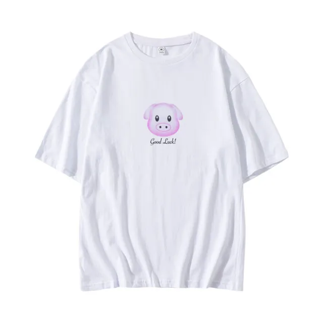 Ladies Short Sleeve Loose Cotton Printed Top White - Shop at LoveMi
