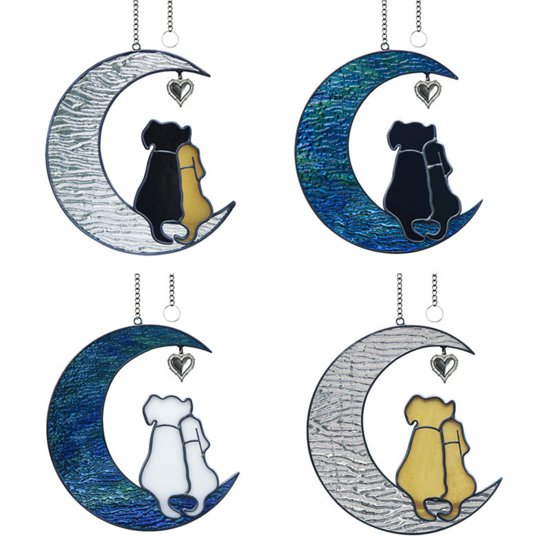 Title 4, Creative Moon Couple Dog Ornaments Colorful Wat...