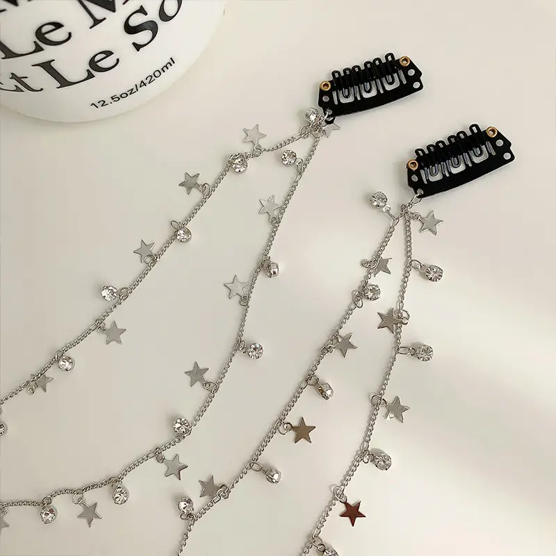 Sparkling Star Braided Hair Chain Long Tassel