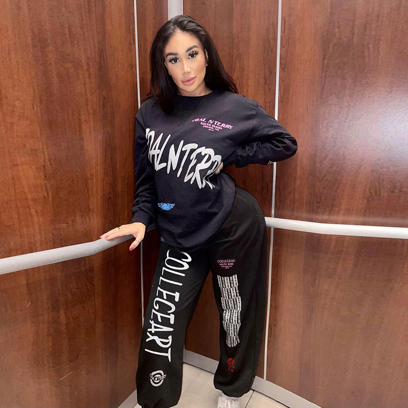 Graffiti Letter Print Bouquet Foot Guard Pants