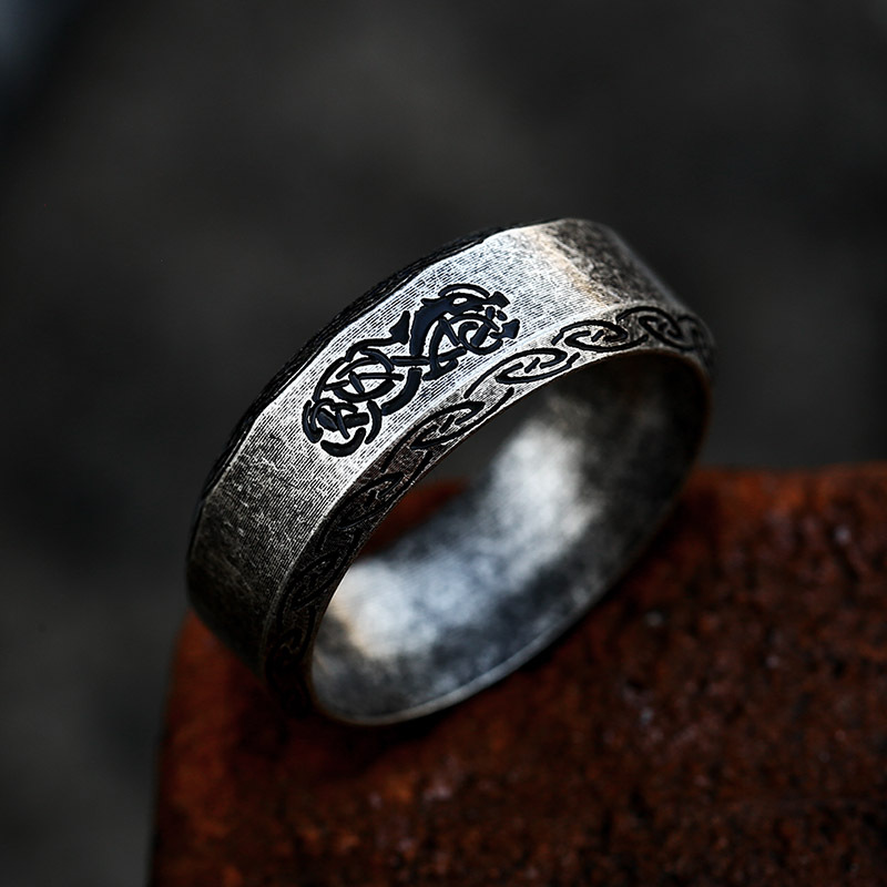 Simple And Fashionable Titanium Steel Ring Retro Stainless Steel