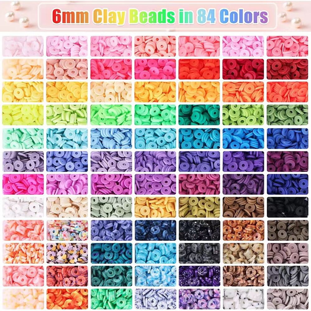 13234PCS Clay Beads Set Flat Polymer Beads DIY Bracelets Bangle Earrings Gift