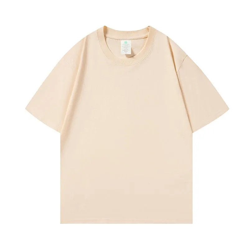 200G Cotton T-shirt POD Customization, Only Accept To Dye And Stamp - Light Apricot