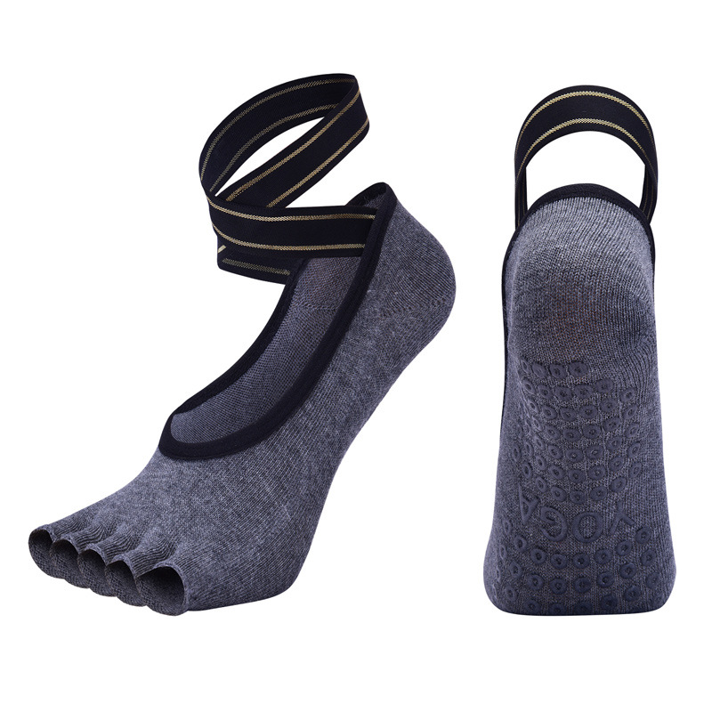 Title 5, Five-finger yoga socks with cross straps combed...