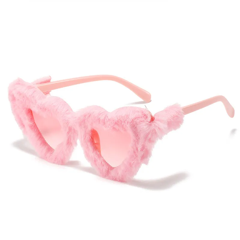 Fashion Plush Love Sunglasses Personality - Pink