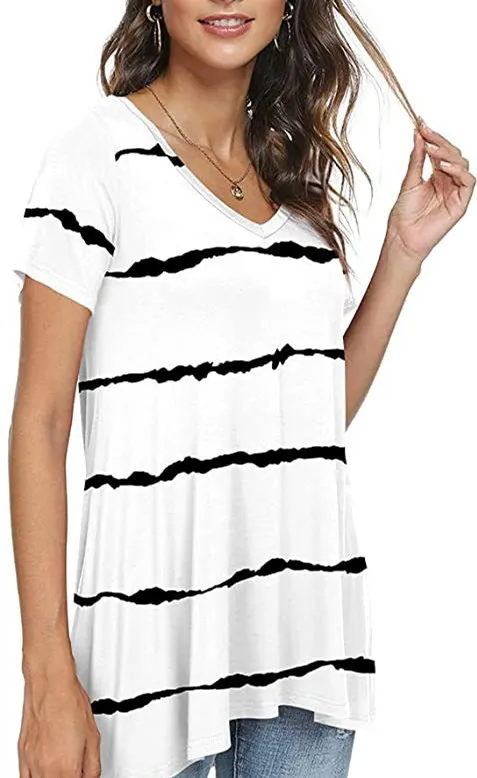 Women's Summer Casual V Neck Loose Short Sleeve Top T Shirt 2Color 2Xl - Shop at LoveMi