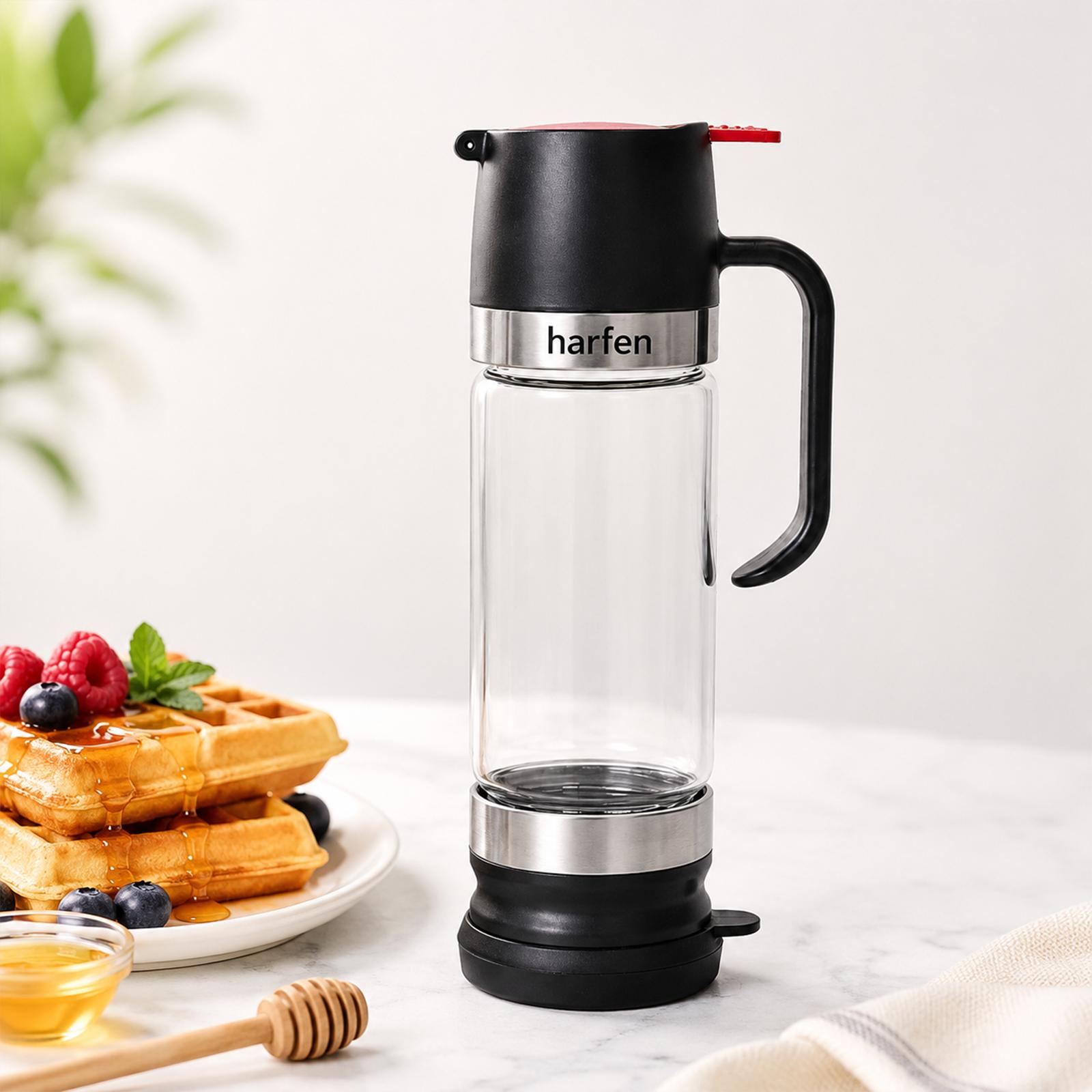 Glass Honey Dispenser Jar With Handle, Auto Flip Lid, Household Honey Storage Bottle,Self-pickup Only image 4