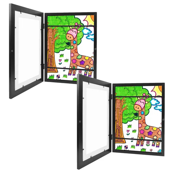 Kids Art Frame Front Opening Wooden Frame Artwork Display Storage Frame Picture  view 3