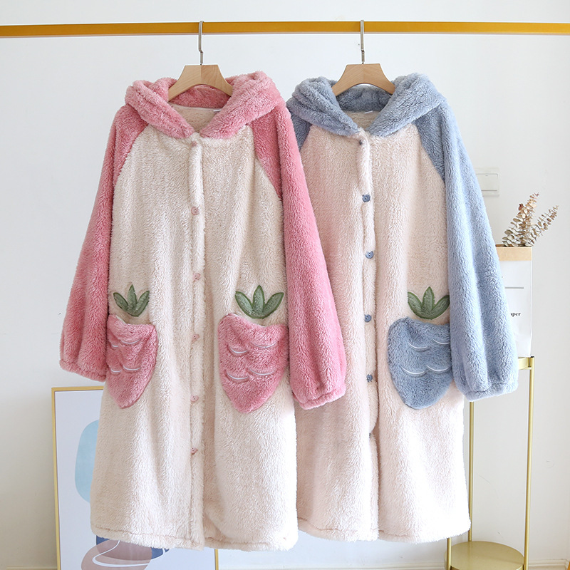 Title 3, Womens Thick Color-blocking Cartoon Fleece Nig...