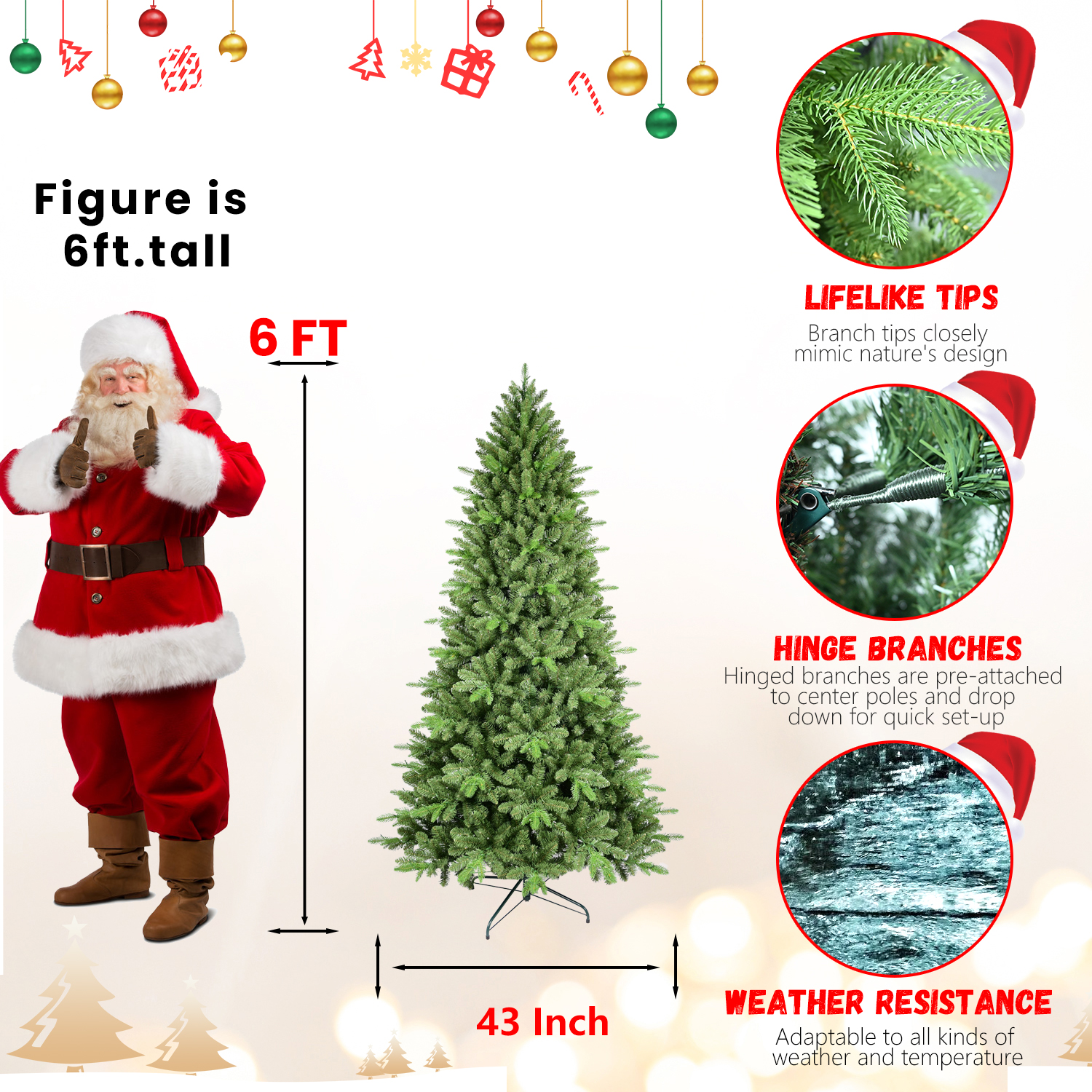 6ft PE PVC Hybrid Automatic Tree Artificial Christmas Tree 4