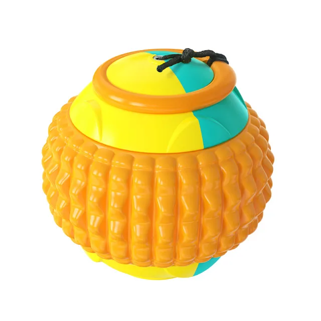 New Pet Draw Rope Hand Throwing Ball ABS Grinding Teeth Resistant Chew Dog Training Ball Yellow - Shop at LoveMi