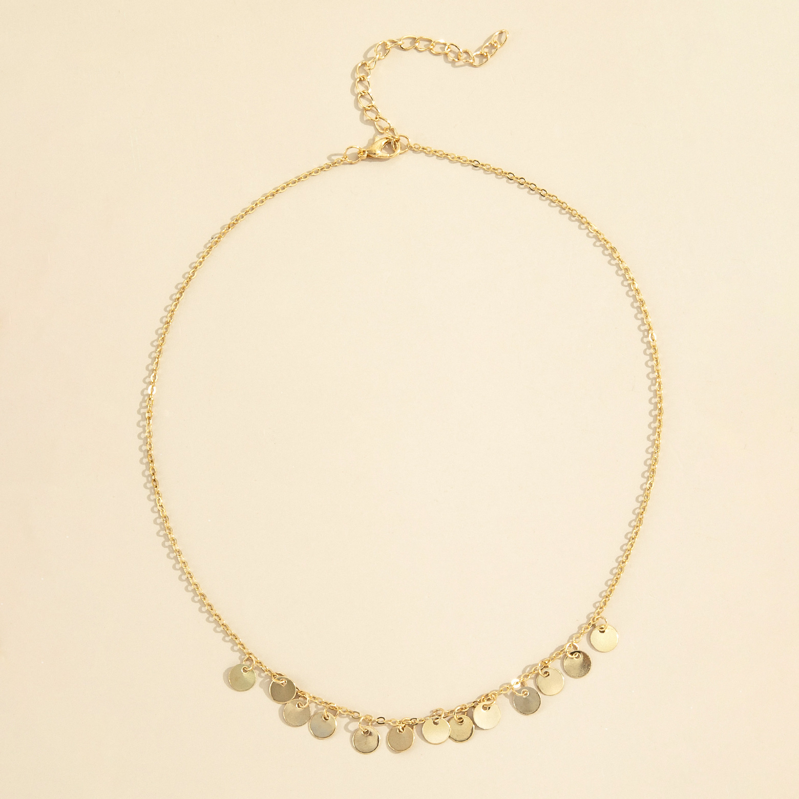 Small Round Piece Pendant Fashion Necklace Tassel Chain