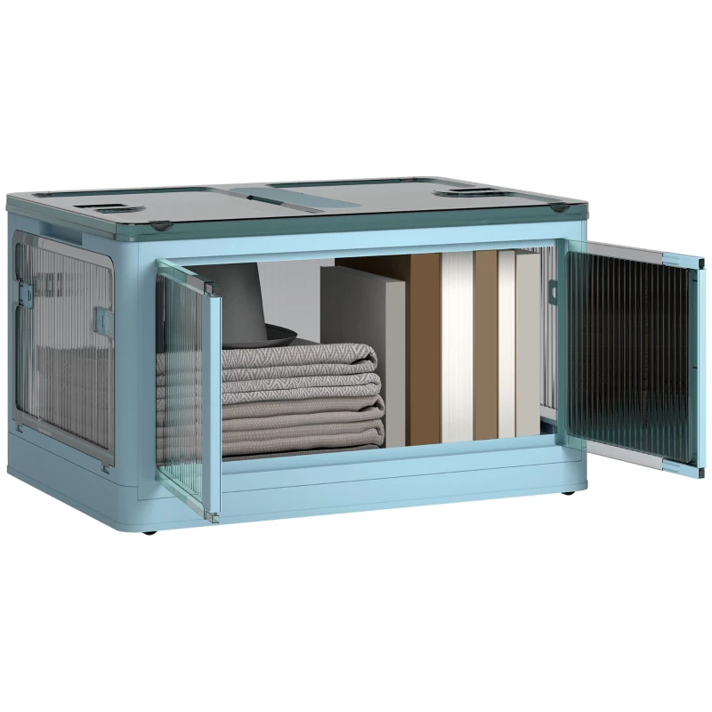 Stackable Storage Bins With Lids, Wheels, And Collapsible, Blue_voghion.com