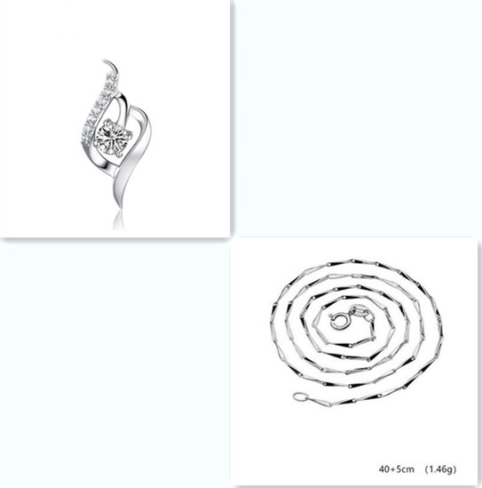 S925 Sterling Silver Necklace Pendant inlaid love Korean soft accessories wholesale Zircon Pendant