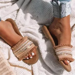 Flat Sandals Sandals And Slippers Women's Outer Wear Plus Size - Apricot - View 1