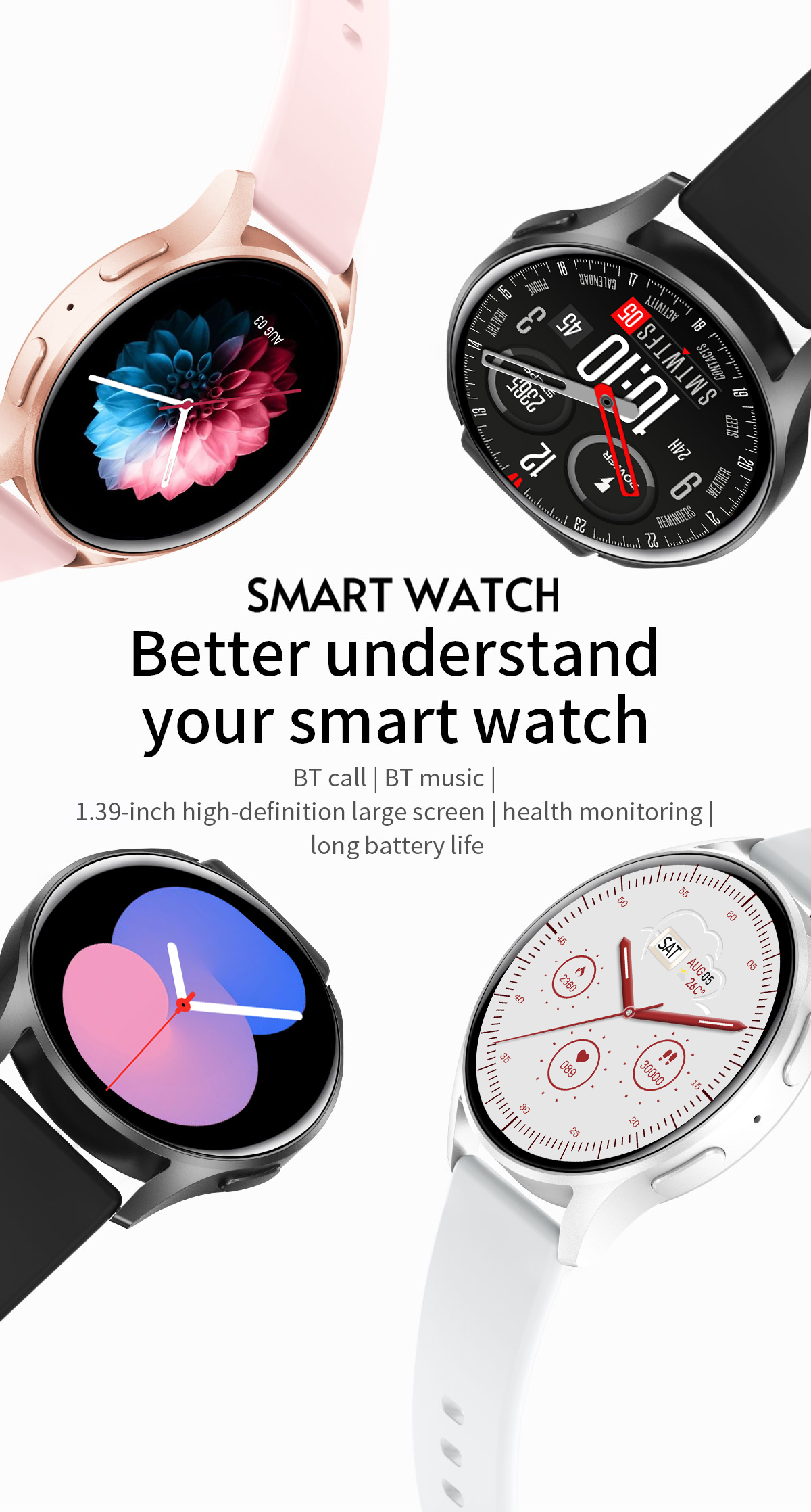 Trendy Smart Watch, Smart Watch For Men And Women, Make,answer Calls, Wireless Smart Watch, Fitness Tracker With Calorie Tracker, Pedometer, Text Notifications, Compatible With IPhone And Android, Per