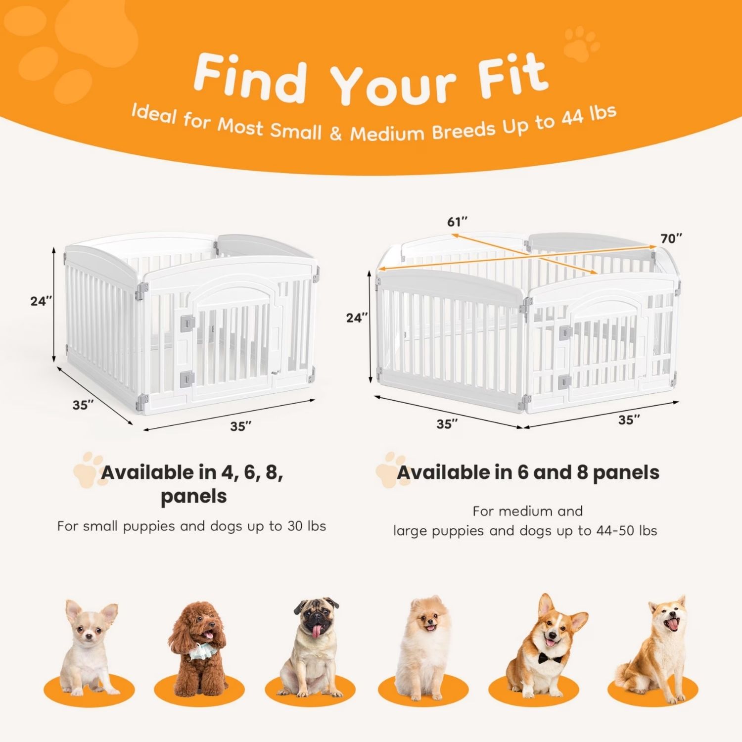 Dog Playpen Safe & Secure Indoor-Outdoor Pet Fence -Folding & Portable Ideal For Small To Medium Dogs - Easy To Clean - 4