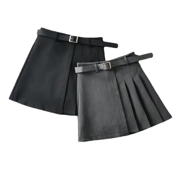 Pure Color Pleated Skirt Short Women Casual Simple