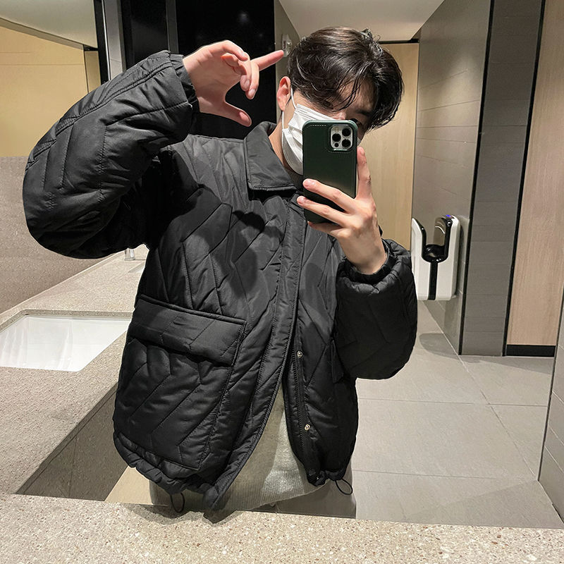 Polo Collar Cotton Jacket For Men In Winter Korean Version