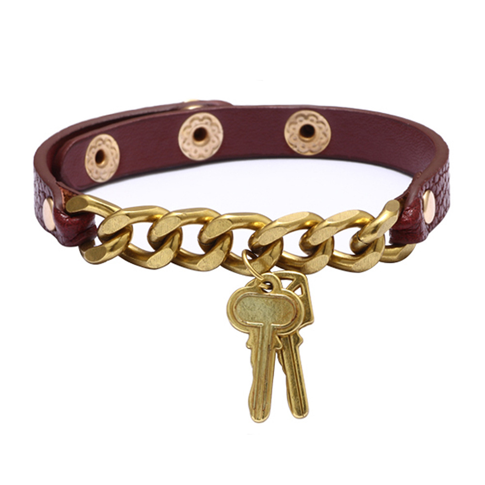Creative Personality Chain Key PU Leather Bracelet