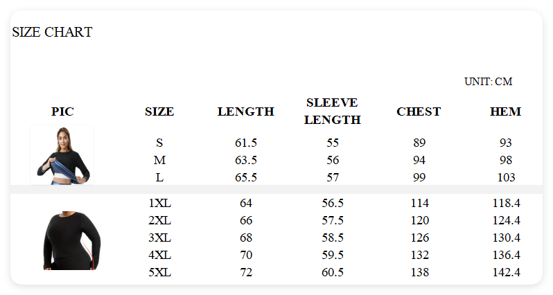 Size chart
