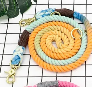 Multi color cotton pet long leash dog leash Blue Orange - Shop at LoveMi
