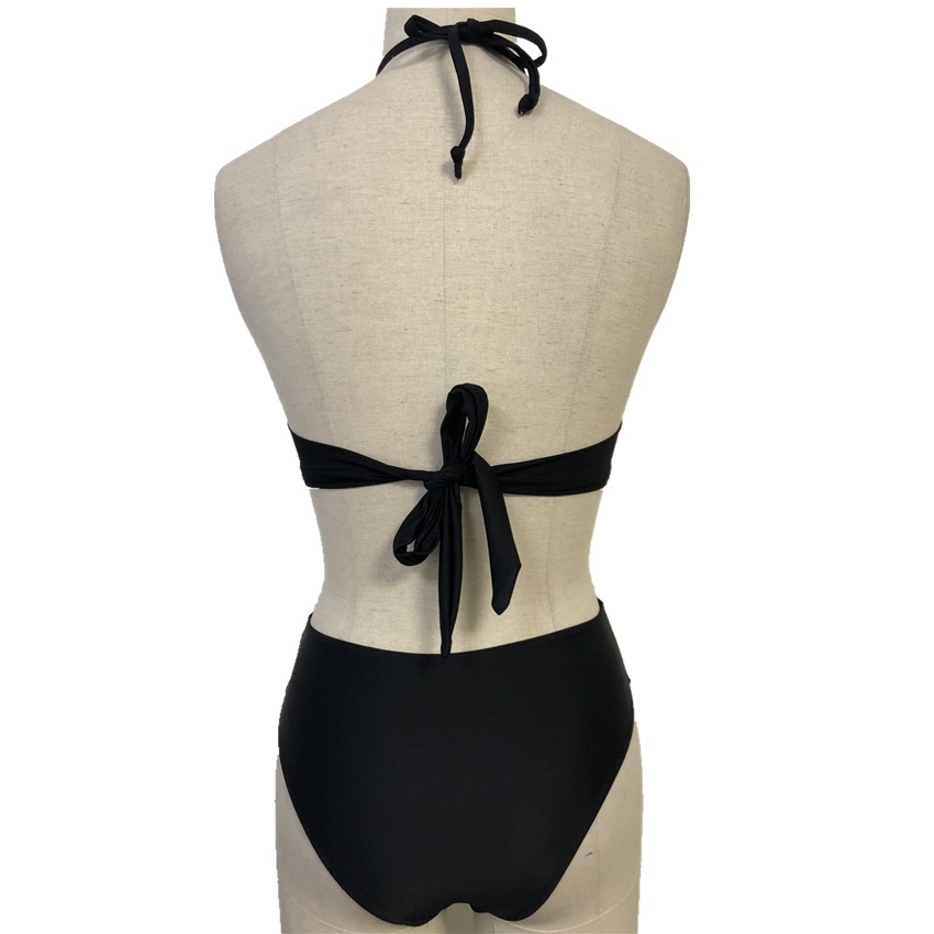 Amazon Solid Color Belt Loop Tie One Piece Swimsuit Women