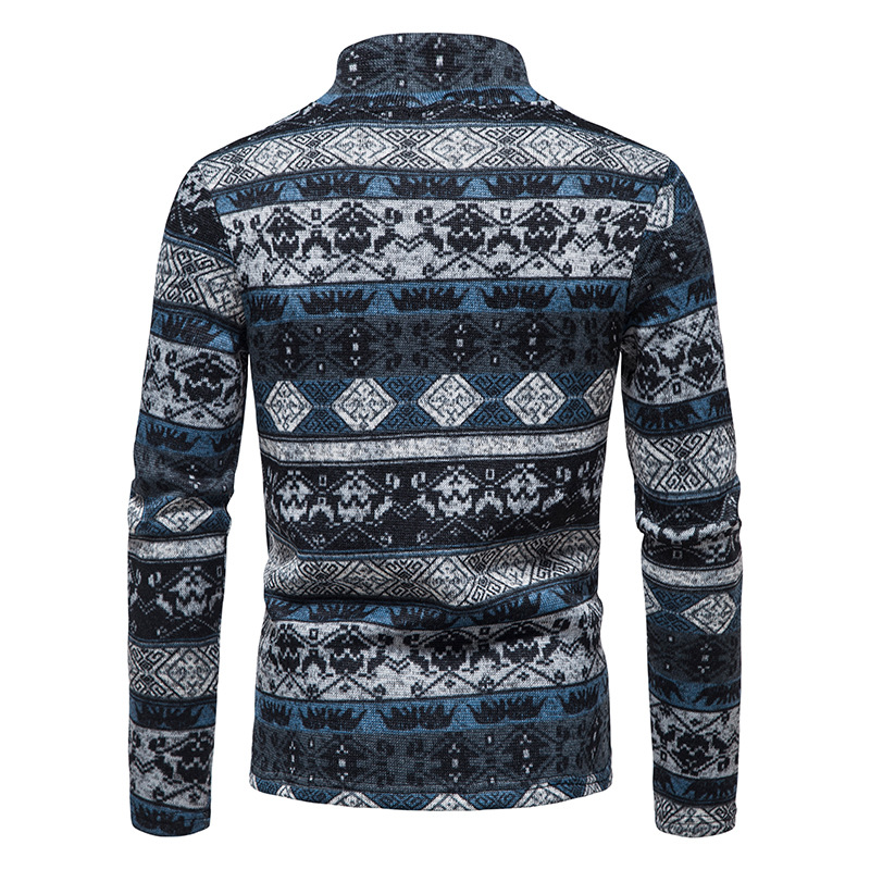 Men's Stand Collar Zip Pullover Knitted Sweater