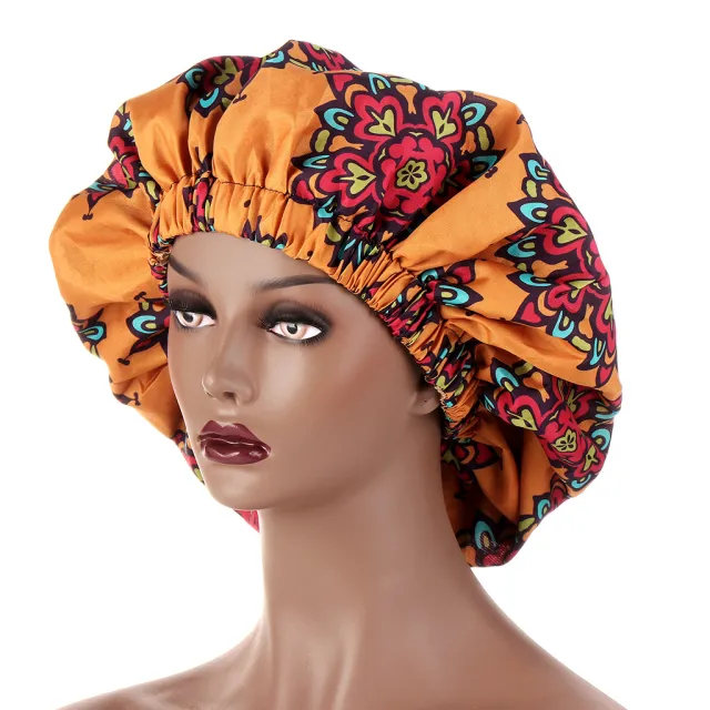 European And American Popular African Style Fashion Printing Elastic Nightcap Orange - Shop at LoveMi