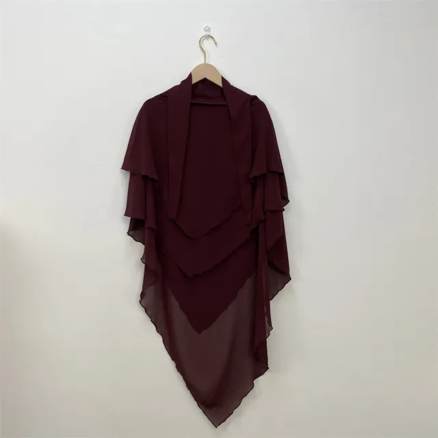 Solid Color Chiffon Turban Solid Color Double Layer Dark Red - Shop at LoveMi